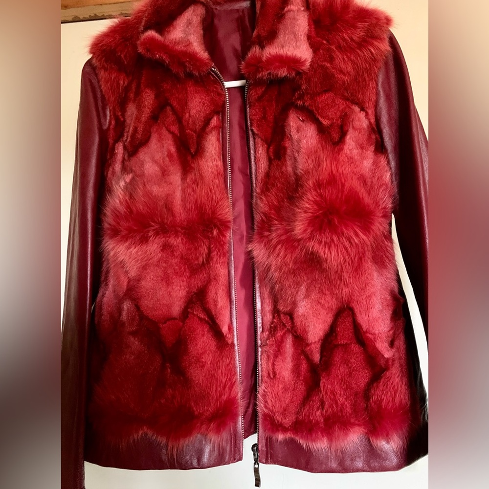 🎁leather jacket, burgundy red. small size. authentic leather 🎁#RAB - Picture 6 of 15